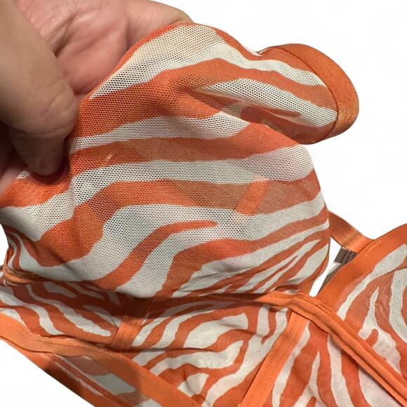 Orange and cream zebra print tank top - Picture 3 of 4